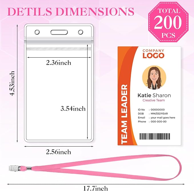 Marspark 200 Pcs ID Badge Holder - Image 2