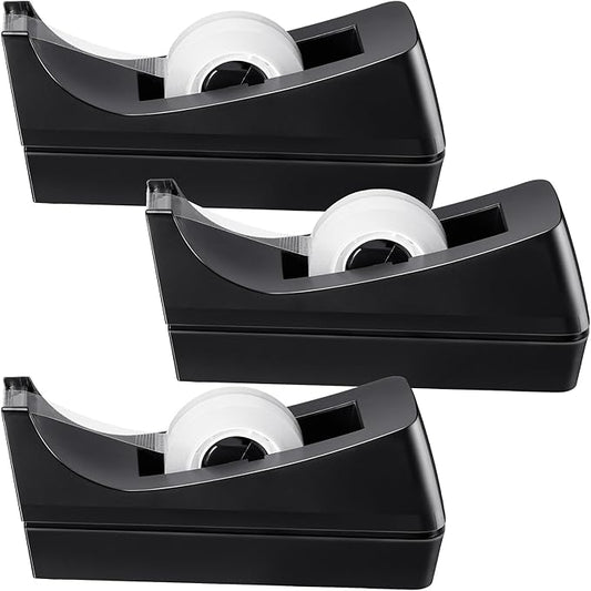 3 Pack Desktop Tape Dispenser Tape Roll Non Skid Base Tape Dispensers for Office Home School (Tape Not Included)-DeskLoop Office