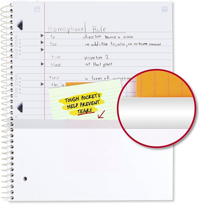 Five Star Spiral Notebook + Study App, 1 Subject, Wide Ruled, 80 Sheets - Image 5