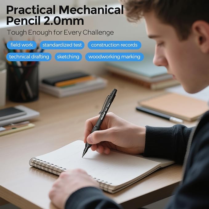 Nicpro 2.0 mm Mechanical Pencil Set, Weatherproof Barrel - Image 4