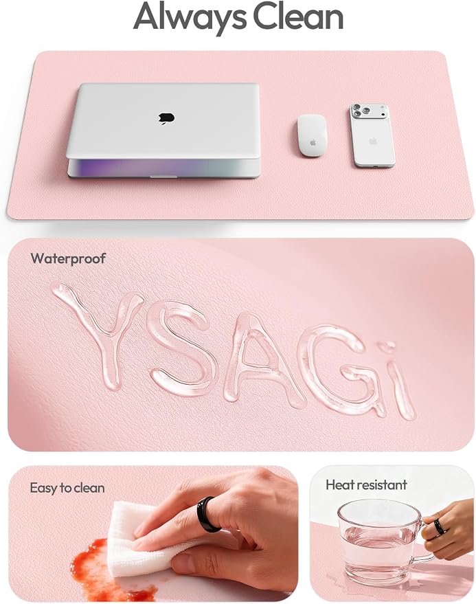 YSAGi Leather Desk Protector, Office Mat, Large Mouse Mat, Non-Slip PU Leather - Image 8