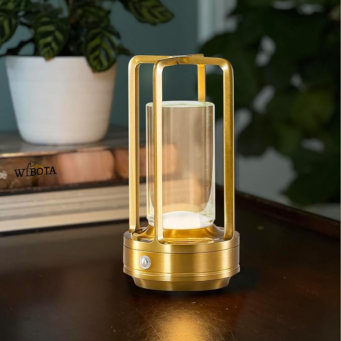 Crystal Table Lamp for Indoor and Outdoor, Rechargeable Cordless Lamp, 3-Colour 4000mAh Dimming Battery Powered Small Desk Lamp, Restaurant/Bedroom/Bar/Coffee Shop/Camping Light/nightlight-Gold-DeskLoop Office