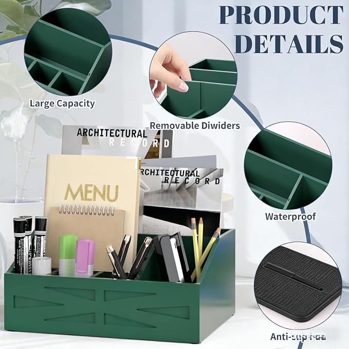 Wood Mail Organizer Countertop, Farmhouse Desk and Kitchen Countertop Storage - Image 5