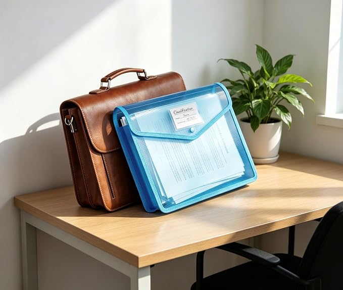 3 Pack A4 Transparent Plastic File Envelopes, Office & Home - Image 3