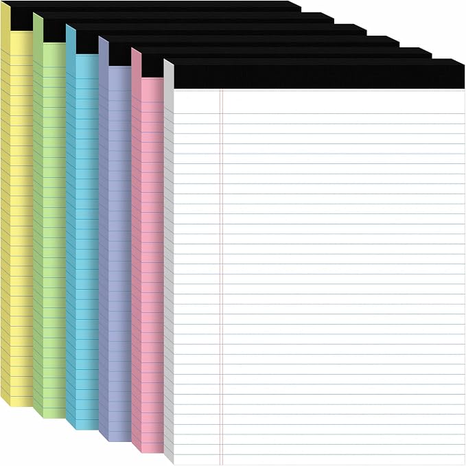 6Packs Legal Pads 8.5 x 11 Inch, 50Sheets/Pack, College Ruled & Perforated by Ciphyfee