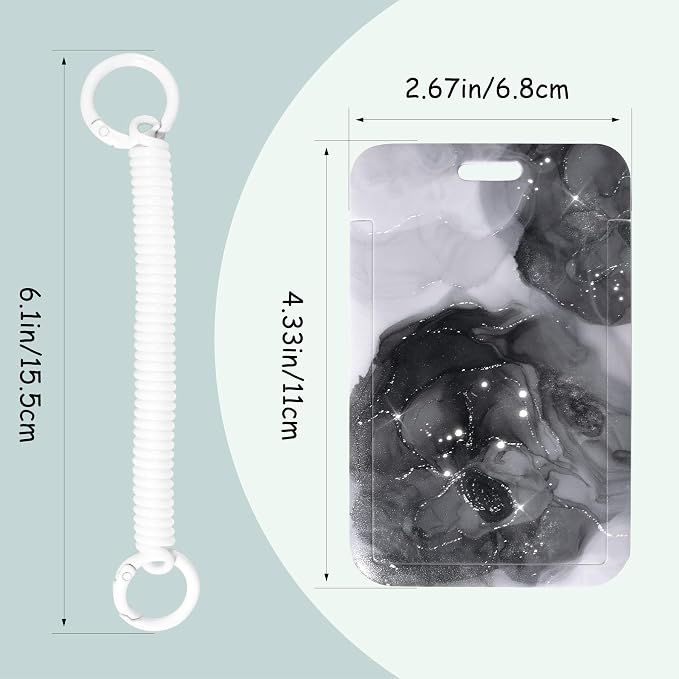 ID Badge Holder with Keychain, Spring Rope, and Metal Ring – Slide-Open Plastic - Image 3