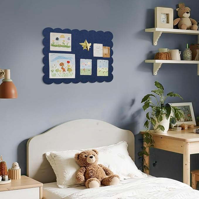 Lightomorrow Scalloped Bulletin Board, 24 x 18 Inches Felt Pin Board - Image 5