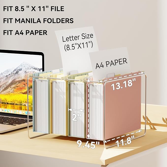 Ansook 12 Pack Plastic Hanging File Folders, 2 Inch Expandable Letter Size - Image 2