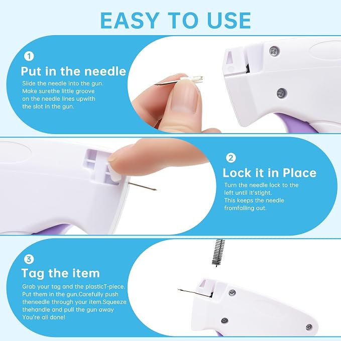 Handheld Mini Stitch Gun White and Purple Tag Attacher Gun Kit - Image 8