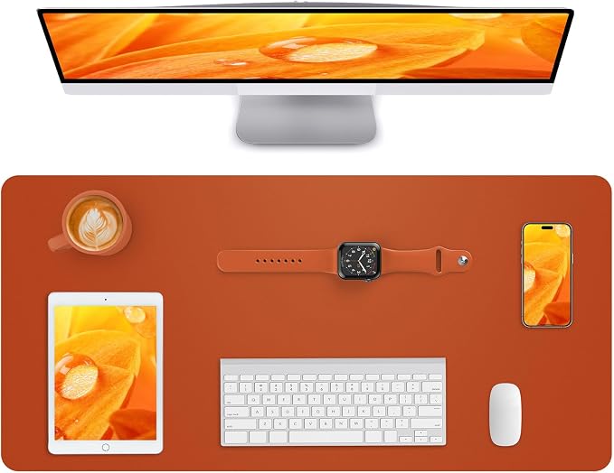 Leather Desk Pad Protector, Mouse Pad, Office Desk Mat, Non-Slip PU Leather by AFIING