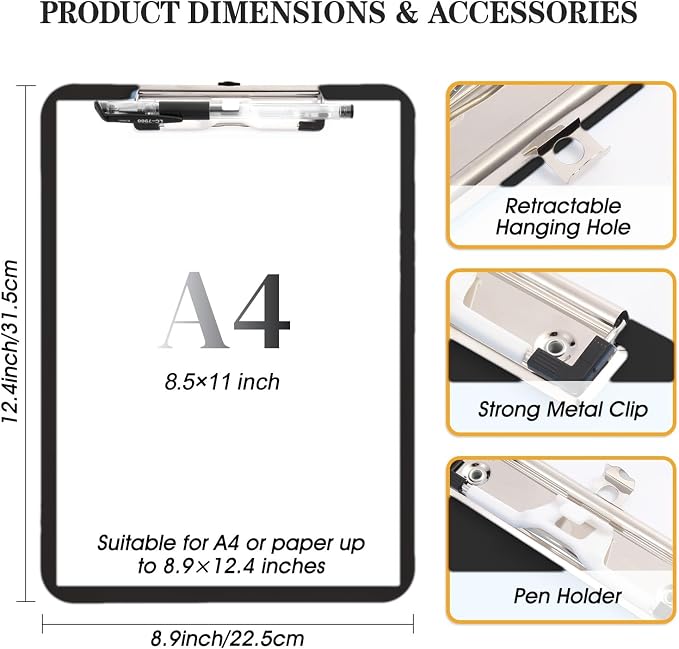 TFDLCG zm 2 PCS Clip Boards 8.5x11, Standard Letter Size A4, Heavy Duty - Image 3