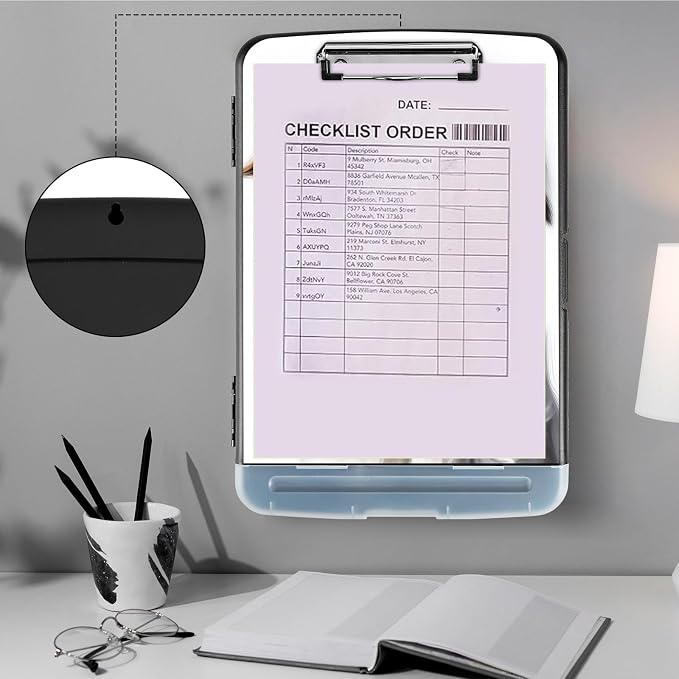 Clipboard with Storage, Heavy Duty Plastic Storage Clipboard with Low Profile - Image 4