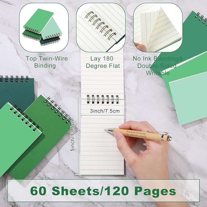 Tenceur 8 Pcs Pocket Notebook Bulk Small 3x5 Inch Spiral Notepads Mini Top - Image 2