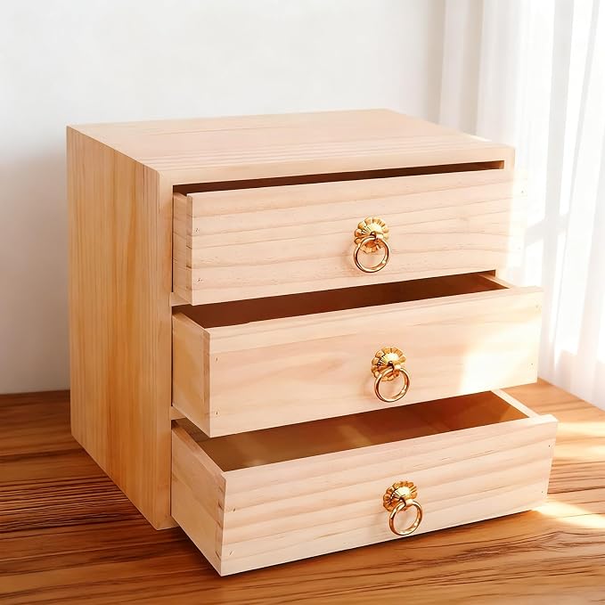 3 Layer Natural Wooden Storage Box - Image 4