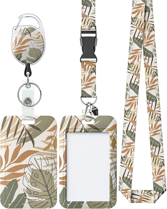 Uniclife Floral Sliding Badge Holder Monstera Leaves Plastic Case by UnicLife