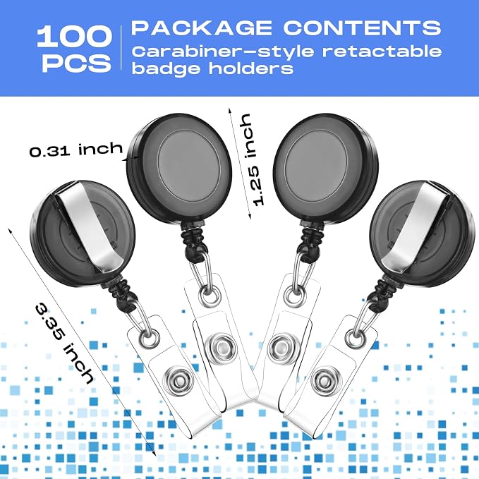 Zonon 100 Pcs Retractable Badge Reel Clips ID Card Holder Reel - Image 2