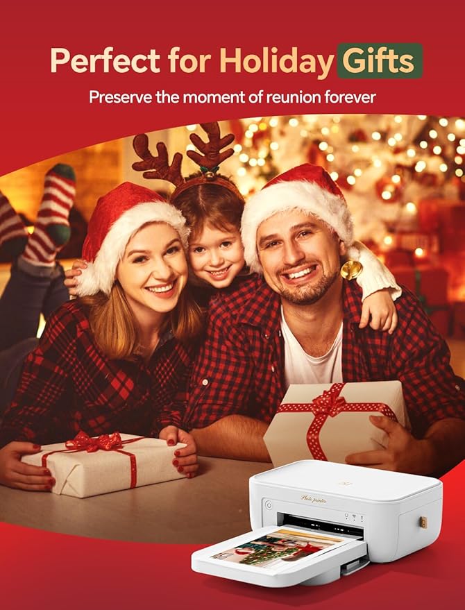 HPRT Photo Printer 4x6,+108Sheets&2ribbon,Instant Picture Printer for iPhone, Android, Smartphone,Portable Photo Printers for Home Use,Thermal Dye-Sublimation, AR Video Printing（White）-DeskLoop Office