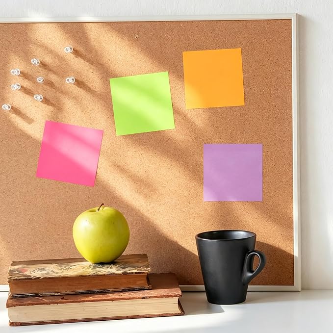 Thenshop 12 Pads Neon Fluorescent Pastel Sticky Notes 3''x3'', Self Stick Notes - Image 6