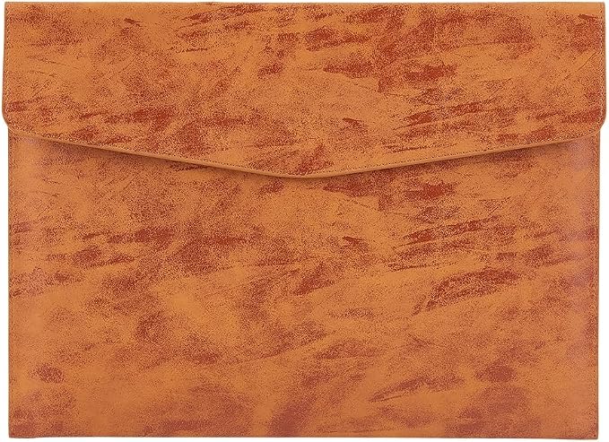 Waterproof A4 PU Leather Envelope File Holder Brown Thin Document Folder by QUALITYCALFOVERA