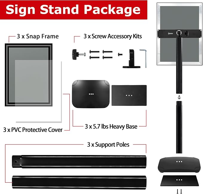 VAIIGO 3 Pack Heavy Duty Sign Holder Stand 11x17 Inch - Image 9