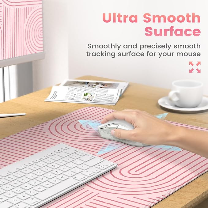 iCasso Pink Desk Matt for Desktop, Cute Desk Pad Mat, Large Mouse Pad, - Image 3