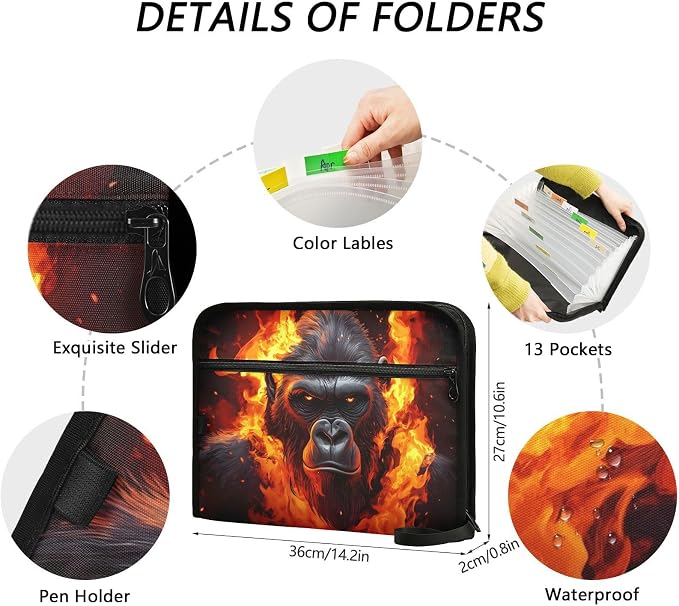 Expanding File Folder Fierce Gorilla King Kong Accordion File Organizer 13 - Image 4