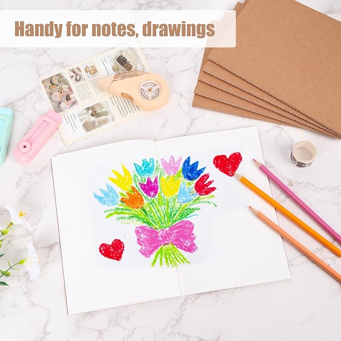 EOOUT 8 Pack Blank Kraft Notebooks, A5 Journals Notebook Bulk, Unlined Paper - Image 5