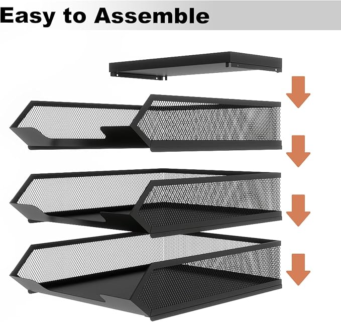 Natwind 3-Tier Stackable Metal Mesh Paper Organizer - Image 6