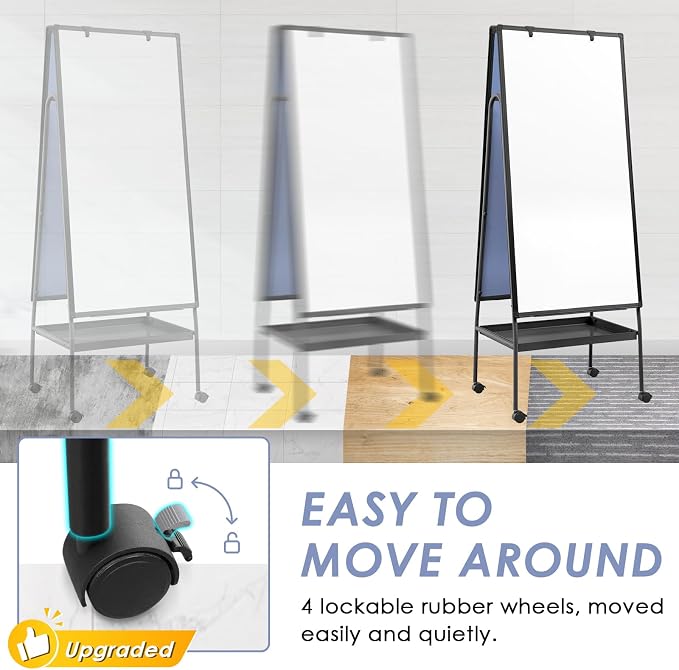 MAKELLO Rolling Whiteboard on Wheels 48x24 in, Double Sided Mobile White Board - Image 5