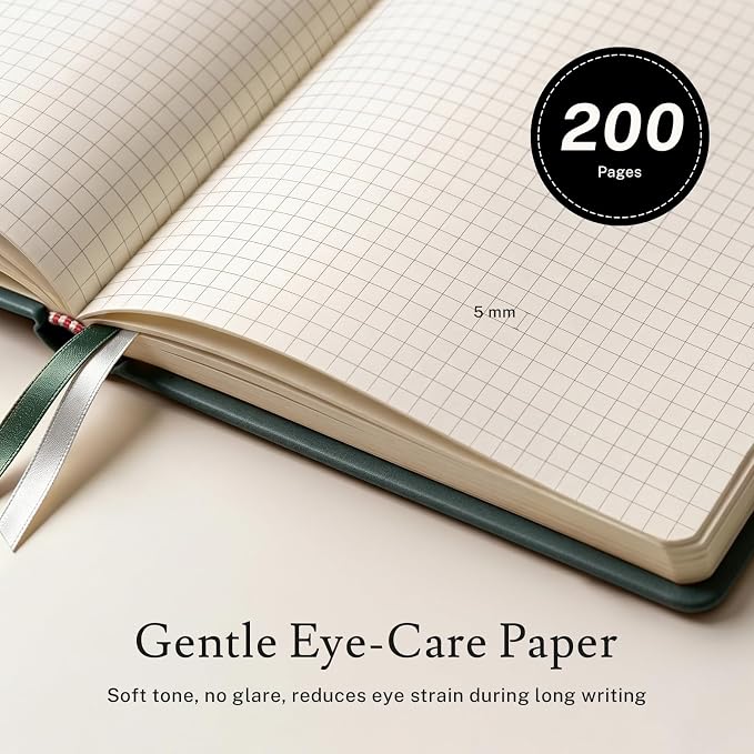 PAGELYST Graph Grid Paper Notebook, 200 Pages, 4 Pack Leather Hardcover Notebook - Image 2