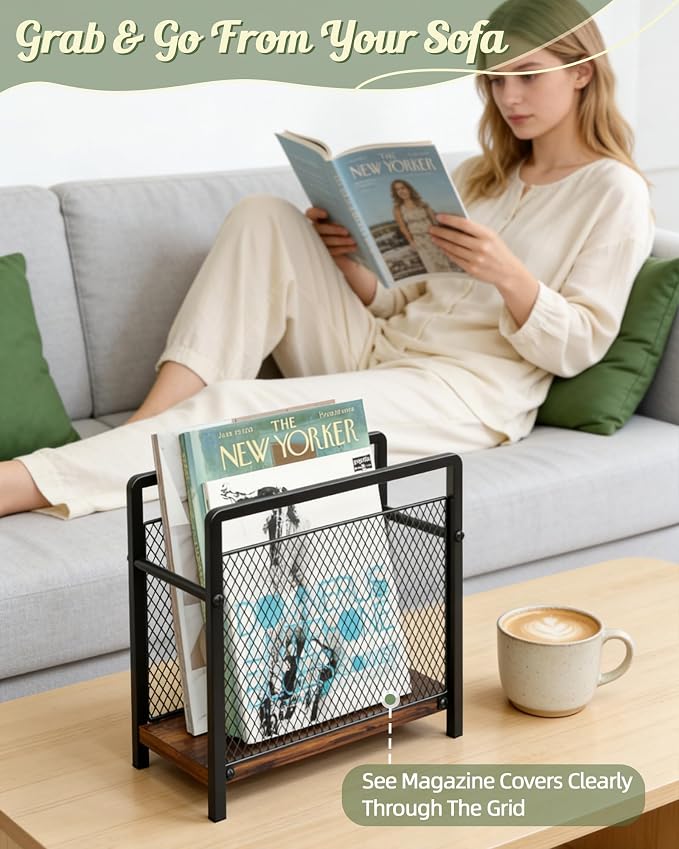 Magazine Holder, Magazine Rack Floor, Metal Mesh - Image 3