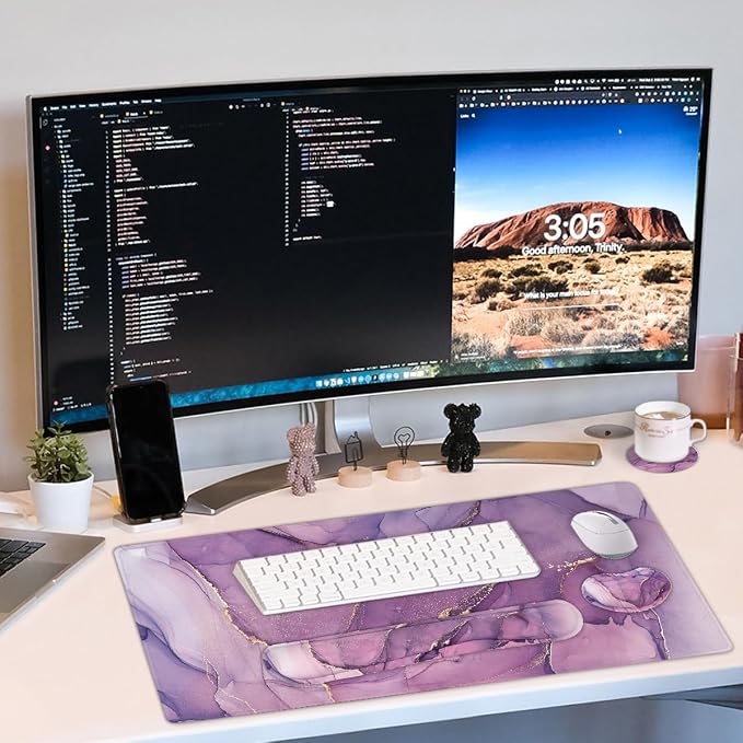 Large Keyboard Mouse Pad Set, Extended Mouse Pad+Keyboard Wrist Rest Support - Image 7
