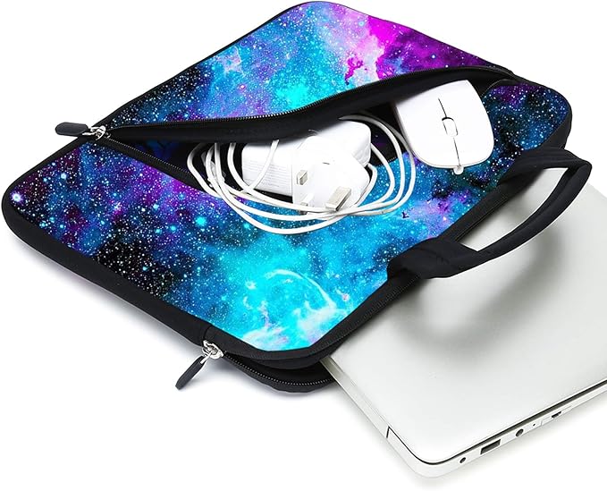 11.6" 12.2 inches Laptop Sleeve Chromebook Case Ultrabook Case Notebook Sleeve Tablet Case Neoprene Handle Sleeve for Men Women, Two Pockets Fit Apple MacBook Air Samsung Acer HP(Blue galaxys)