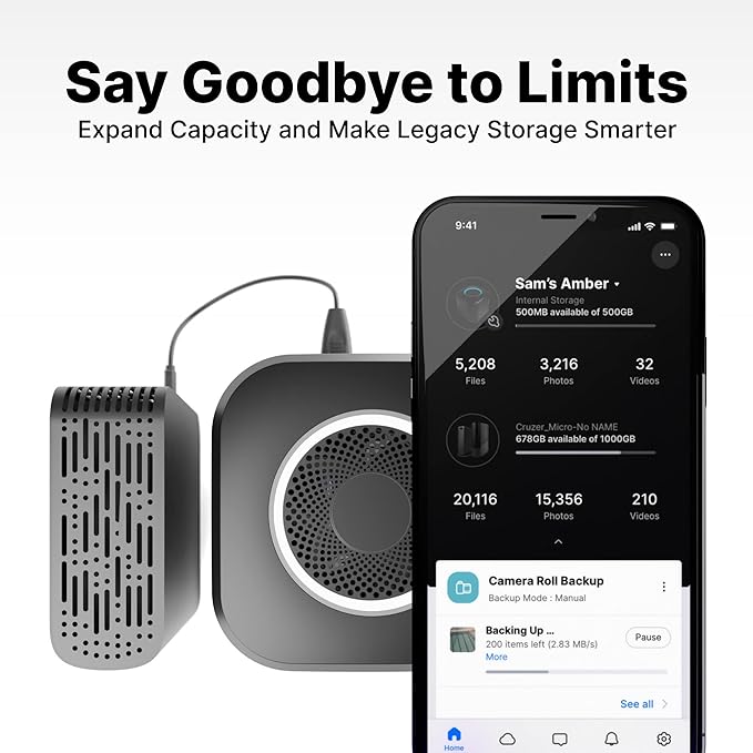 AmberPRO Personal Cloud Storage Device + AC2600 WiFi Router. Dual 1TB Hard Drives with RAID 1 or Optional 2TB with RAID 0. Plex and Home Assistant. iOS/Android/Windows/Mac Compatible. AM1211-1TB-DeskLoop Office