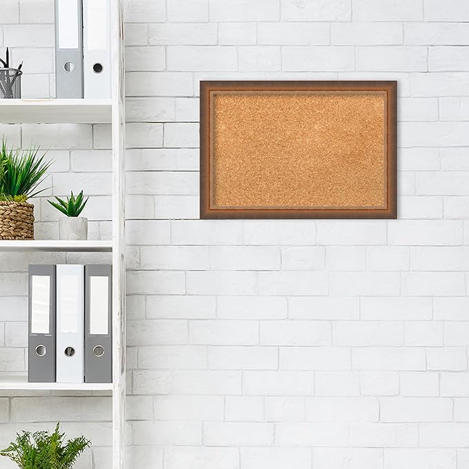 Amanti Art Natural Cork Board for Wall, 14x20 Vision Board with Bronze Frame, Small Corkboard Office Decor for Home Organization, Modern Corkboard Pinboard to Display Items for Home Organization in-DeskLoop Office