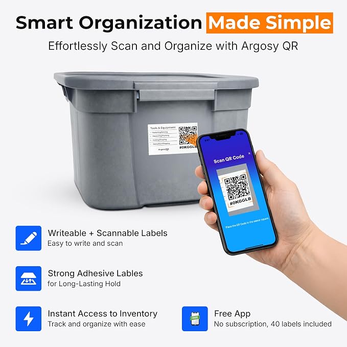 Code Smart Labels for Storage Bins – 40 Pack 2x2 Inch – Won't Peel Off – USA - Image 2