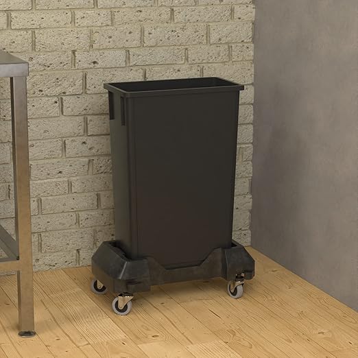 23 Gallon Black Slim Jim Trash Can with Dolly-DeskLoop Office