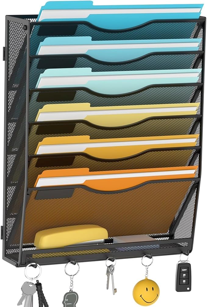 Delifox 7-Tier Wall File Organizer Hanging Wall File Holder Wall Mount Paper by Sinboun