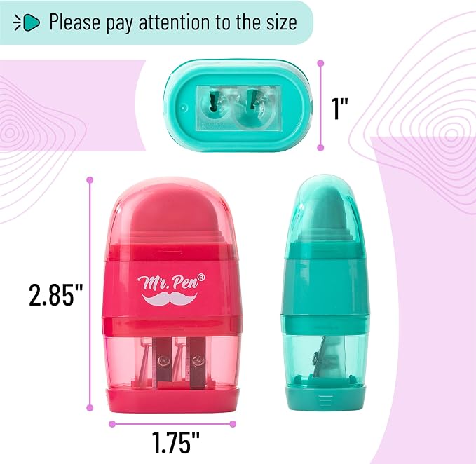 Mr. Pen- Pencil Sharpener & Eraser, 4 Pack | 2-in-1 Manual Sharpeners - Image 3