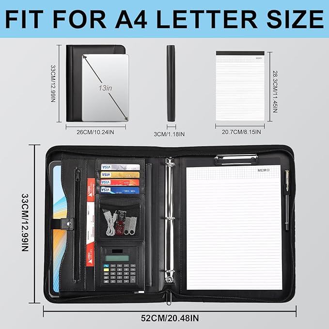 Eshow Padfolio for Men Women, Leather Portfolio - Image 2