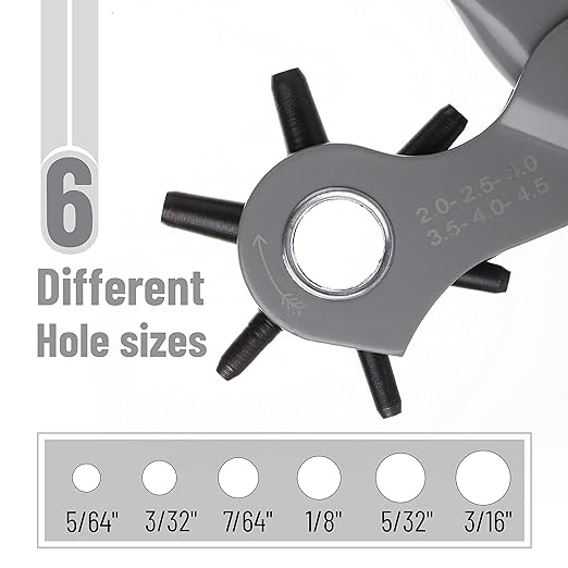 UNCO- Leather Hole Punch Tool, 3/16" | 6 Different Hole Sizes, Durable Hole - Image 2