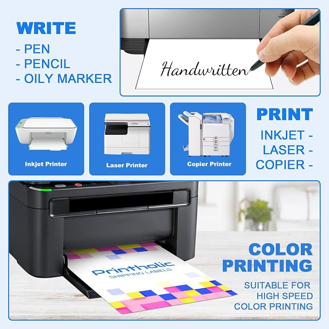 Full Sheet Labels 8.5x11 for Laser & Inkjet Printers, 500 Sheets | Waterproof & - Image 4