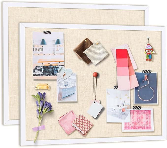 2 Pack Large Bulletin Board, 23 "x17 White Cork Boards for Walls with Frame, Pin Display Board Vision Board for Home School Office Decor-DeskLoop Office