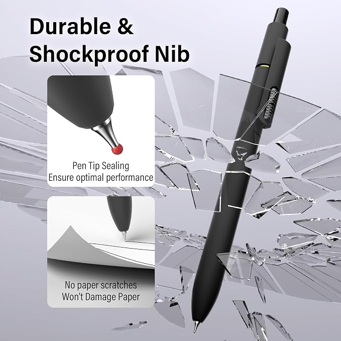 0.7mm Gel Pens Black Ink, 8 Pack Retractable Pens - Image 4
