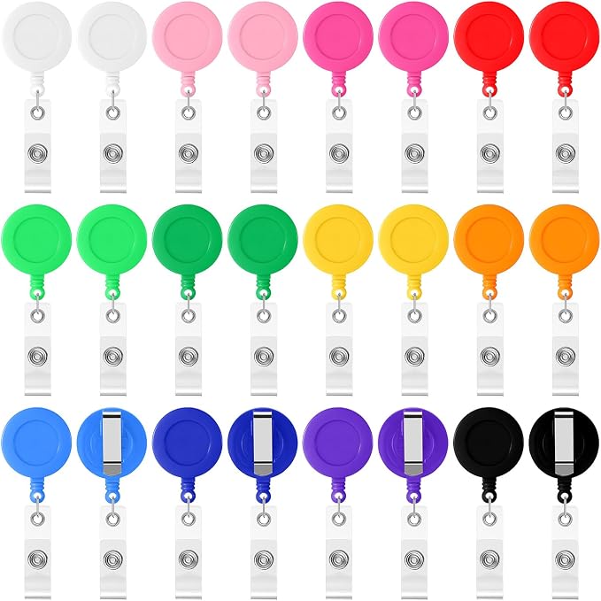 Harloon 150 Pcs Retractable Badge Reel Teacher Clips Holder Mixed Solid Color by Muasung
