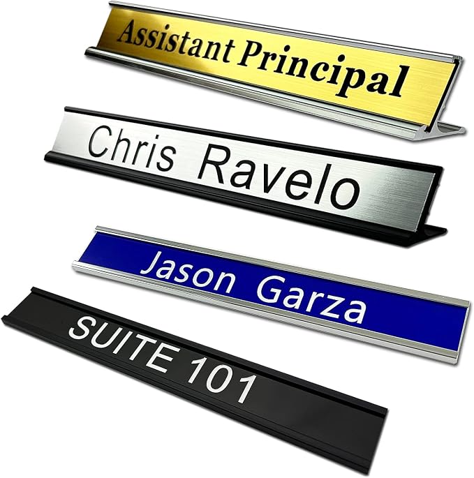 Personalized Name Plate With Wall Or Desk Holder Customized Engraving Sign 1x8 by Icomecn