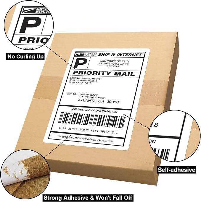 LabelMore 8.5'' x 5.5'' Half Sheet Self Adhesive Shipping Labels - Image 4