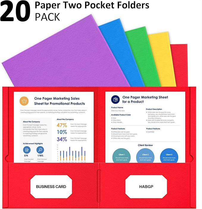 HABGP Two Pocket Folders, 20 Pack Paper Folders - Image 5