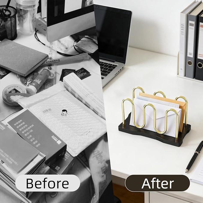 Mail Holder Organizer Countertop, Metal Mail Sorter - Image 5