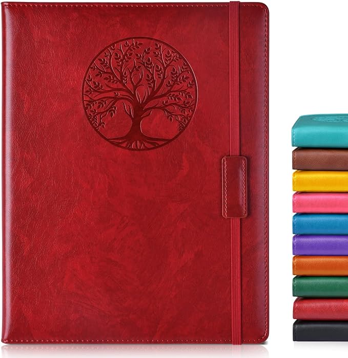 Lined Journal Notebook for Women Men,256 Pages A4 Large Hardcover Leather Journals for Writing,Travel,Business,Work,School,College Ruled Notebooks for Note Taking,Diary Notepad 8.6"×11"(Wine red)-DeskLoop Office